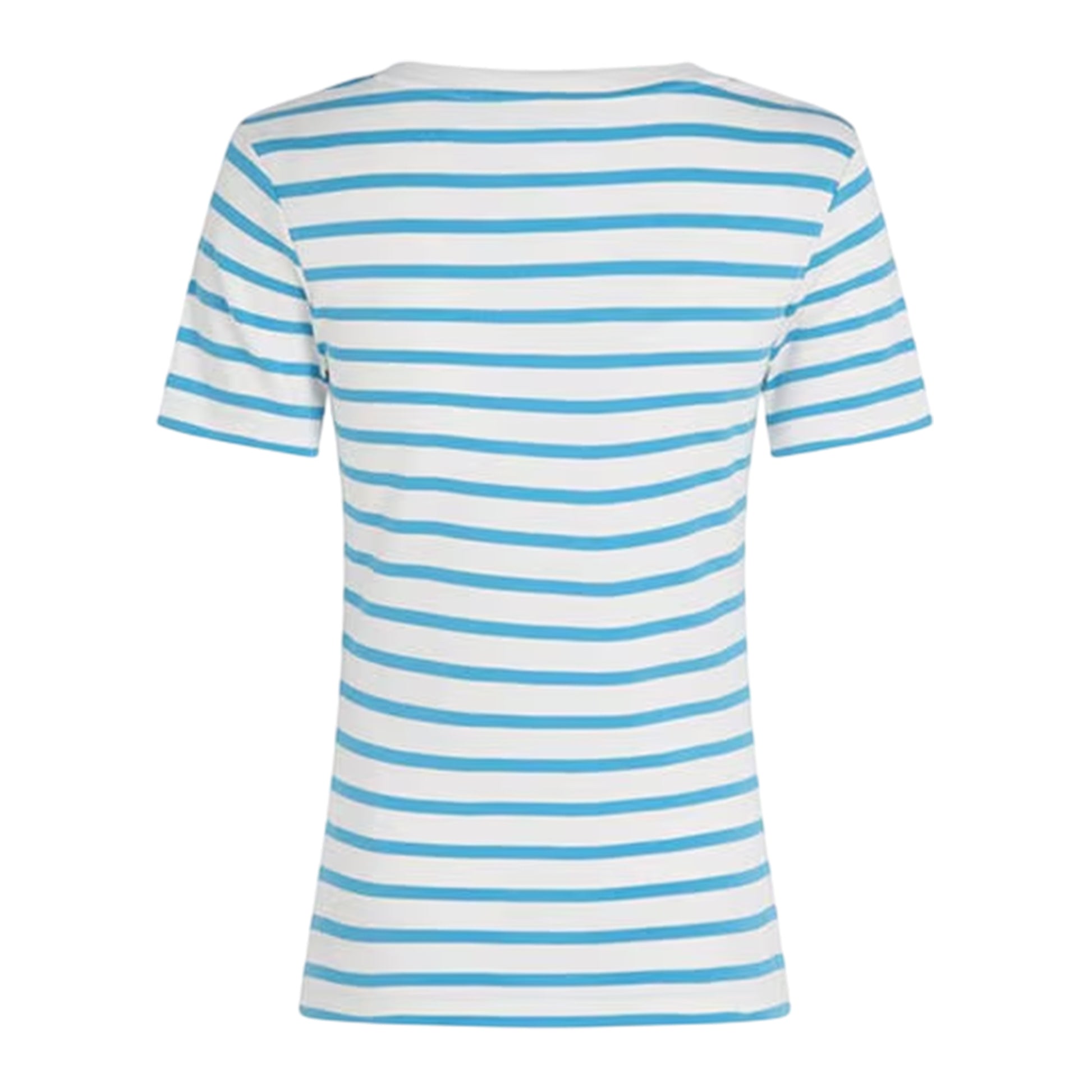 Ecru-Blue - Back - Tommy Hilfiger Womens-Ladies Striped Cotton T-Shirt