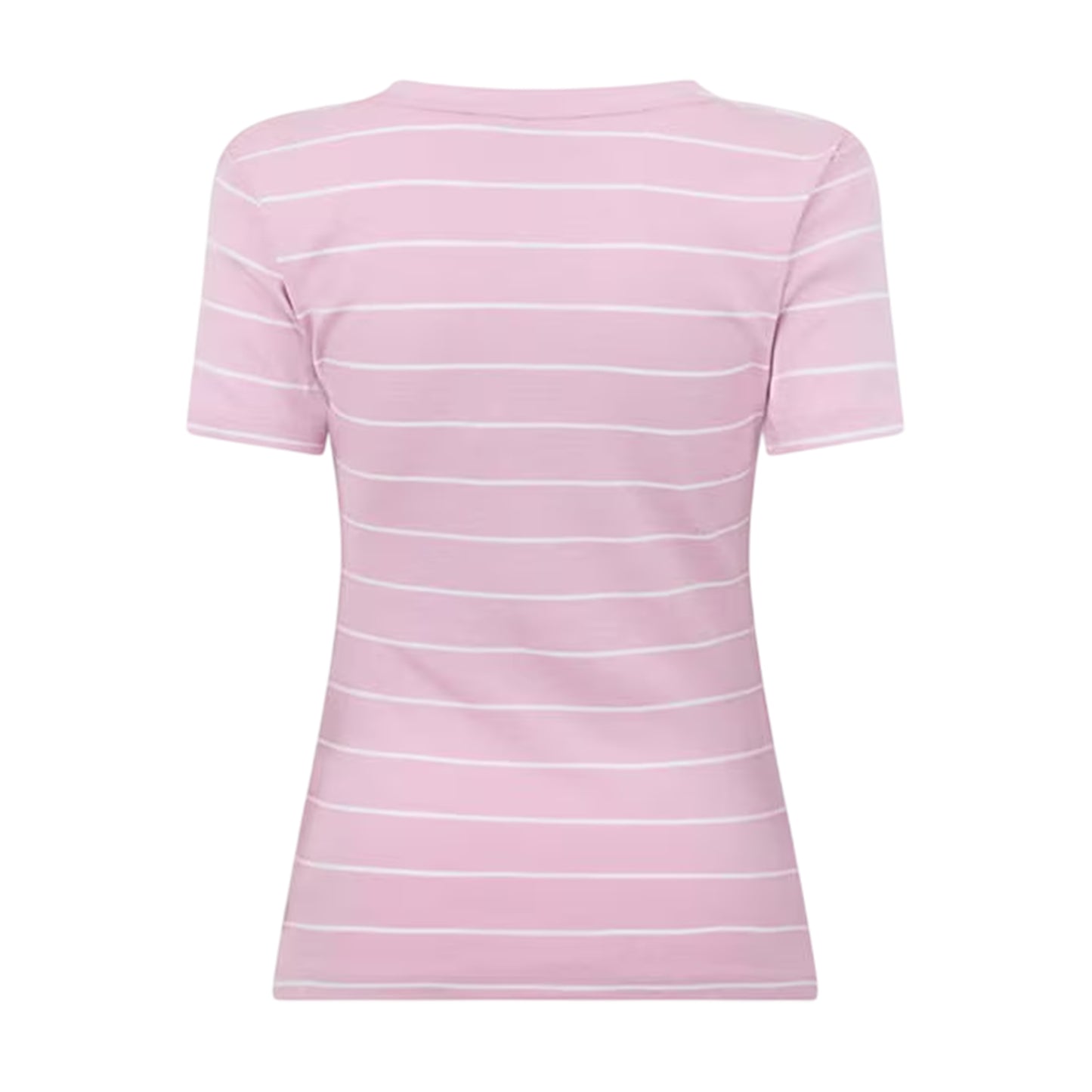 Pink-Ecru - Back - Tommy Hilfiger Womens-Ladies Striped Cotton T-Shirt
