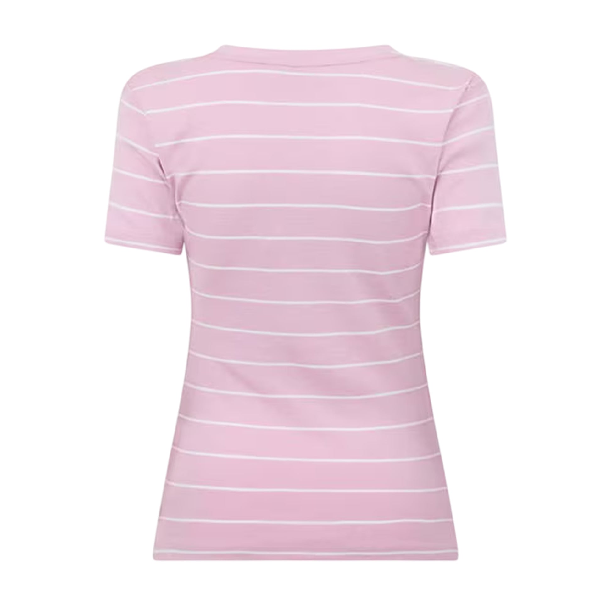 Pink-Ecru - Back - Tommy Hilfiger Womens-Ladies Striped Cotton T-Shirt