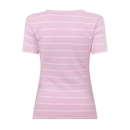 Pink-Ecru - Back - Tommy Hilfiger Womens-Ladies Striped Cotton T-Shirt
