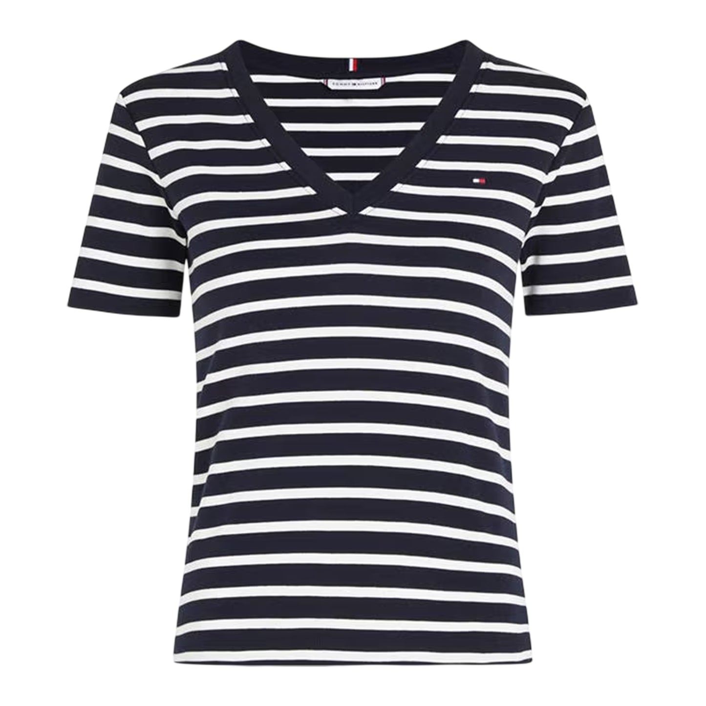 Navy - Front - Tommy Hilfiger Womens-Ladies Striped Cotton T-Shirt