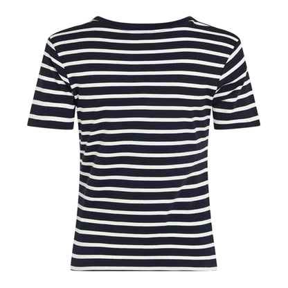 Navy - Back - Tommy Hilfiger Womens-Ladies Striped Cotton T-Shirt