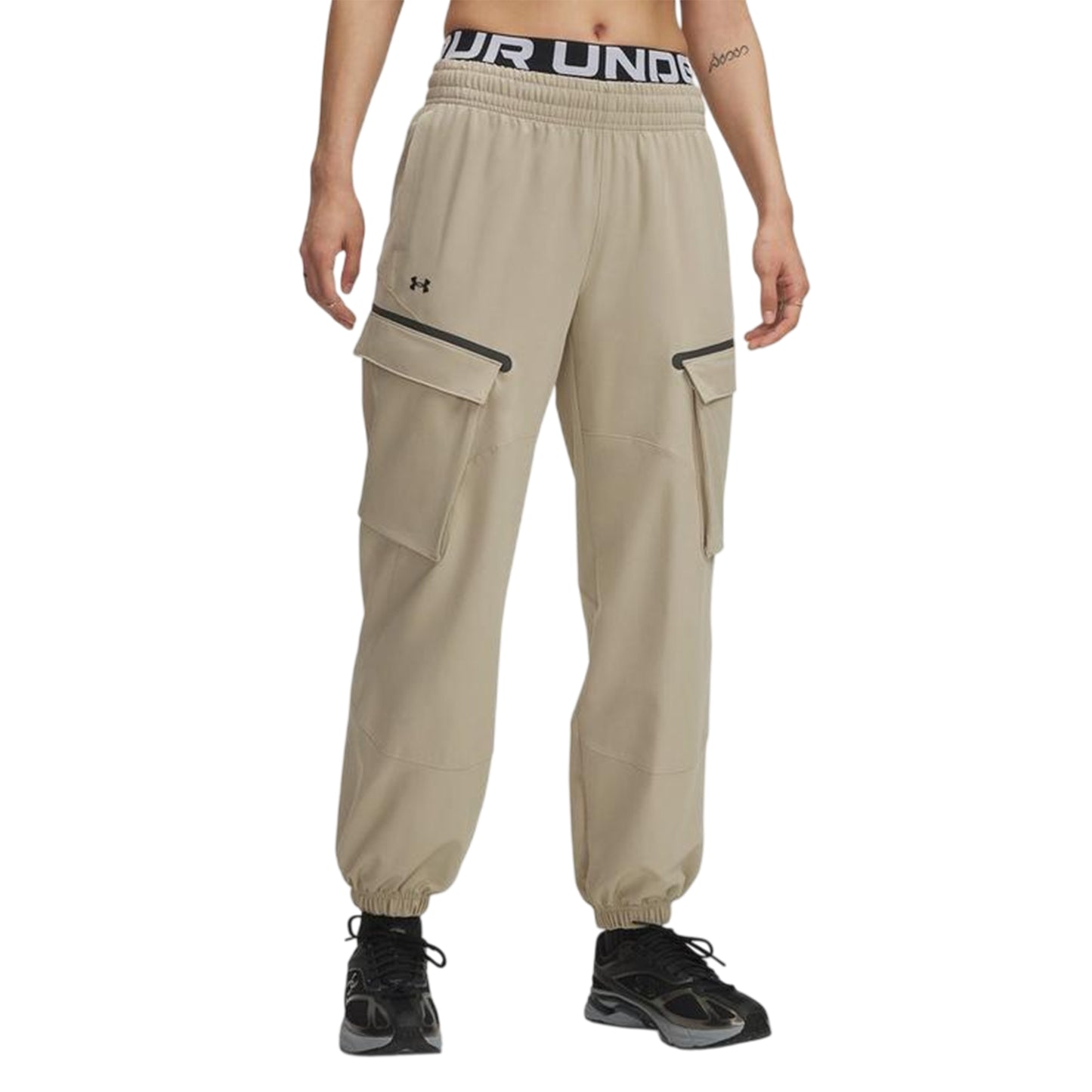 Khaki - Front - Under Armour Womens-Ladies Unstoppable Joggers