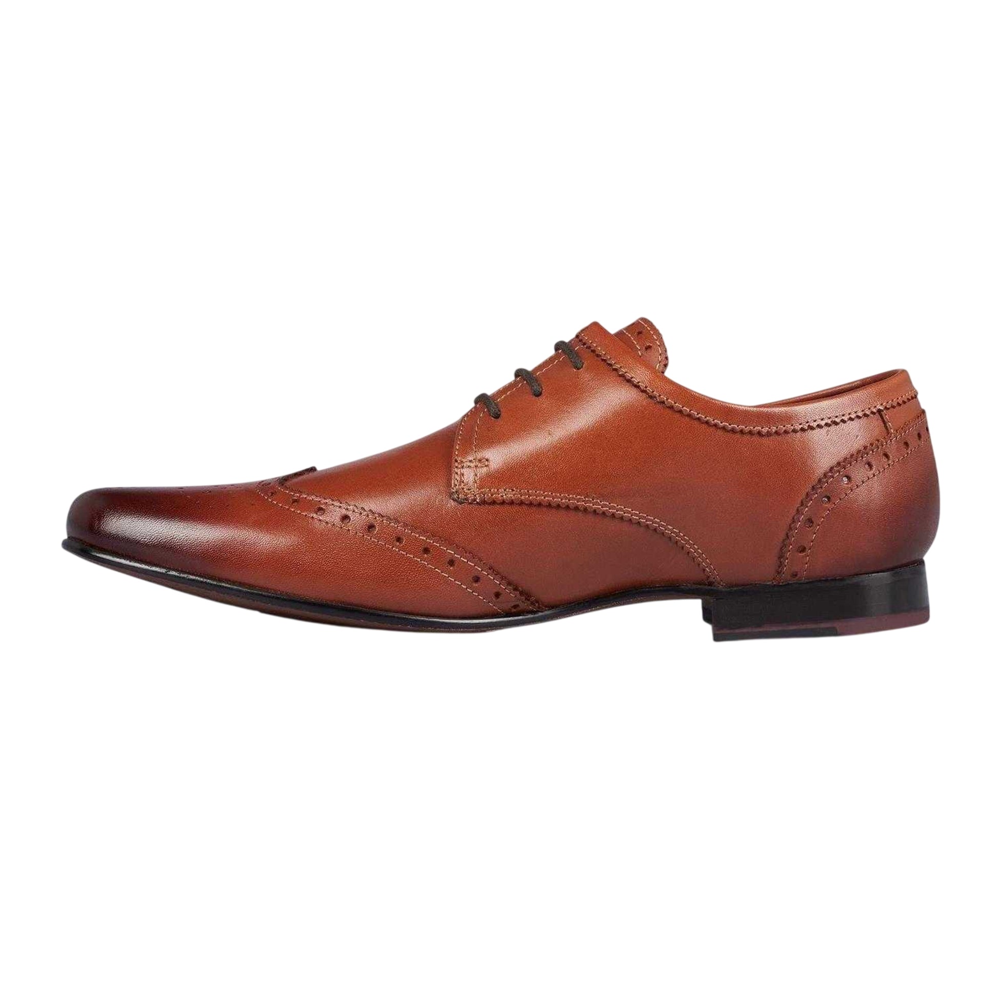 Brown - Side - Firetrap Mens Beaufort Leather Formal Dress Shoes