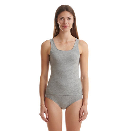 Medium Heather Grey - Front - Adidas Womens-Ladies All Over Logo Cotton Vest Top