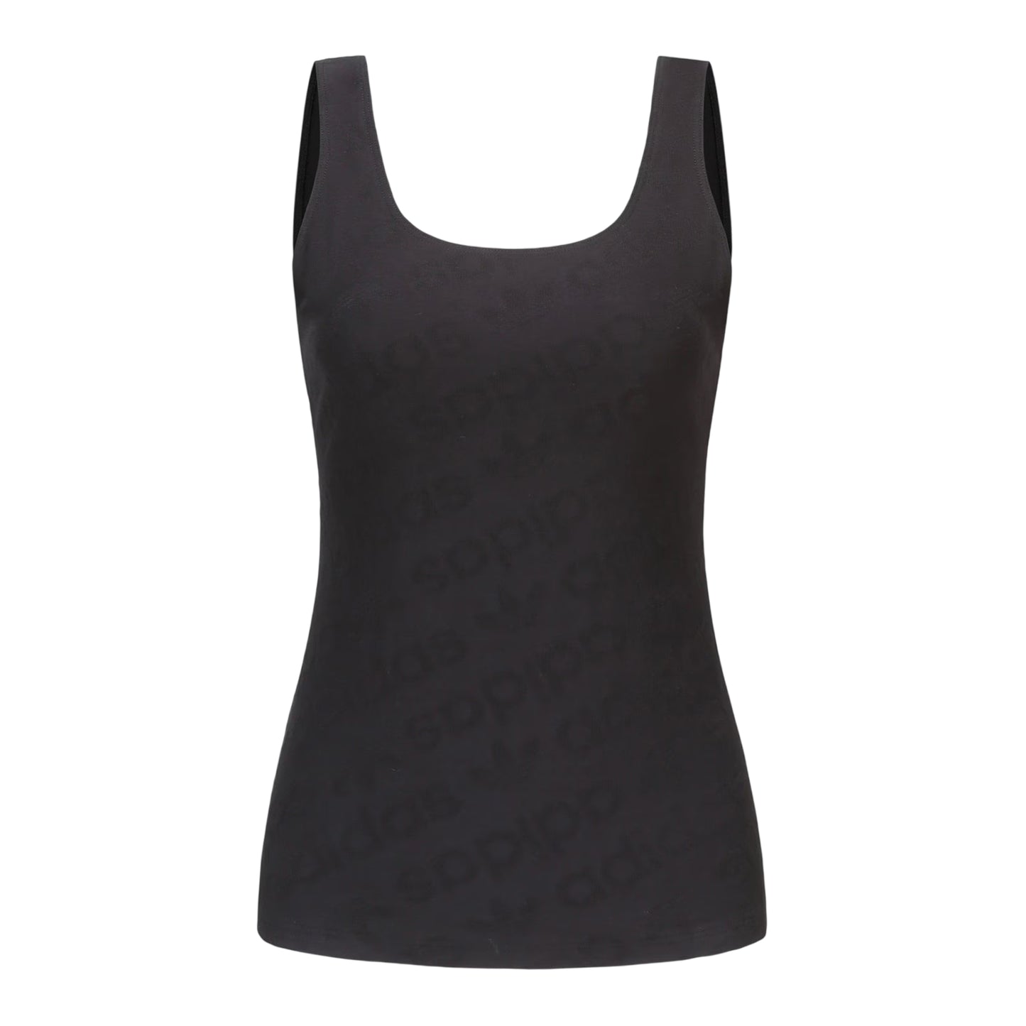 Black - Front - Adidas Womens-Ladies All Over Logo Cotton Vest Top