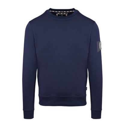 Navy - Front - Aquascutum Mens Patch Crew Neck Regular Long-Sleeved Sweatshirt