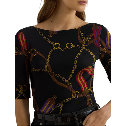 Black - Lifestyle - Ralph Lauren Womens-Ladies Judy Boat Neck Short-Sleeved T-Shirt