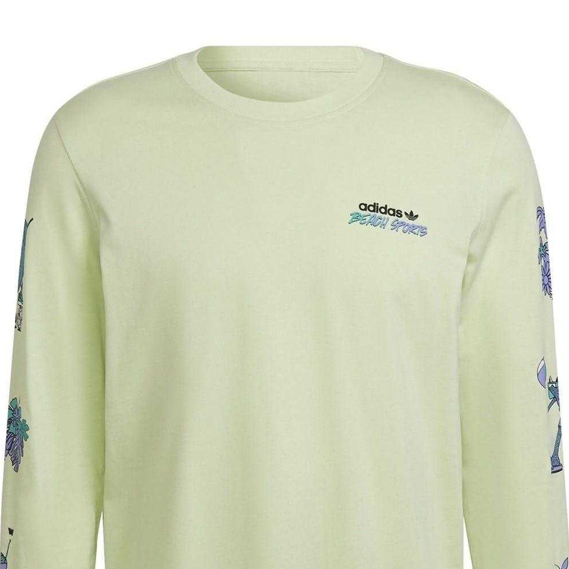 Green - Back - Adidas Mens Stoked Graphic Print Cotton Regular Long-Sleeved T-Shirt