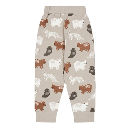 Grey - Back - Lilly & Sid Boys Animal Print Comfort Joggers