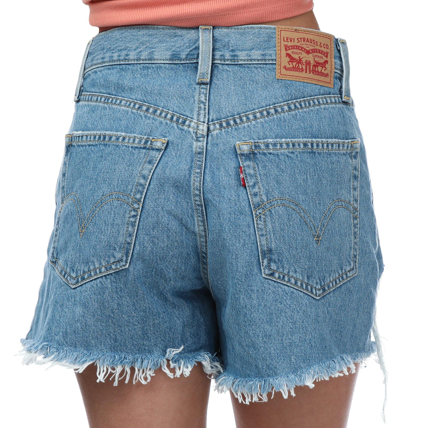 Denim - Back - Levis Womens-Ladies High Waist Mom Shorts