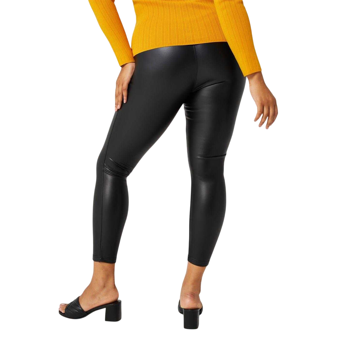 Black - Back - Biba Womens-Ladies PU Leggings