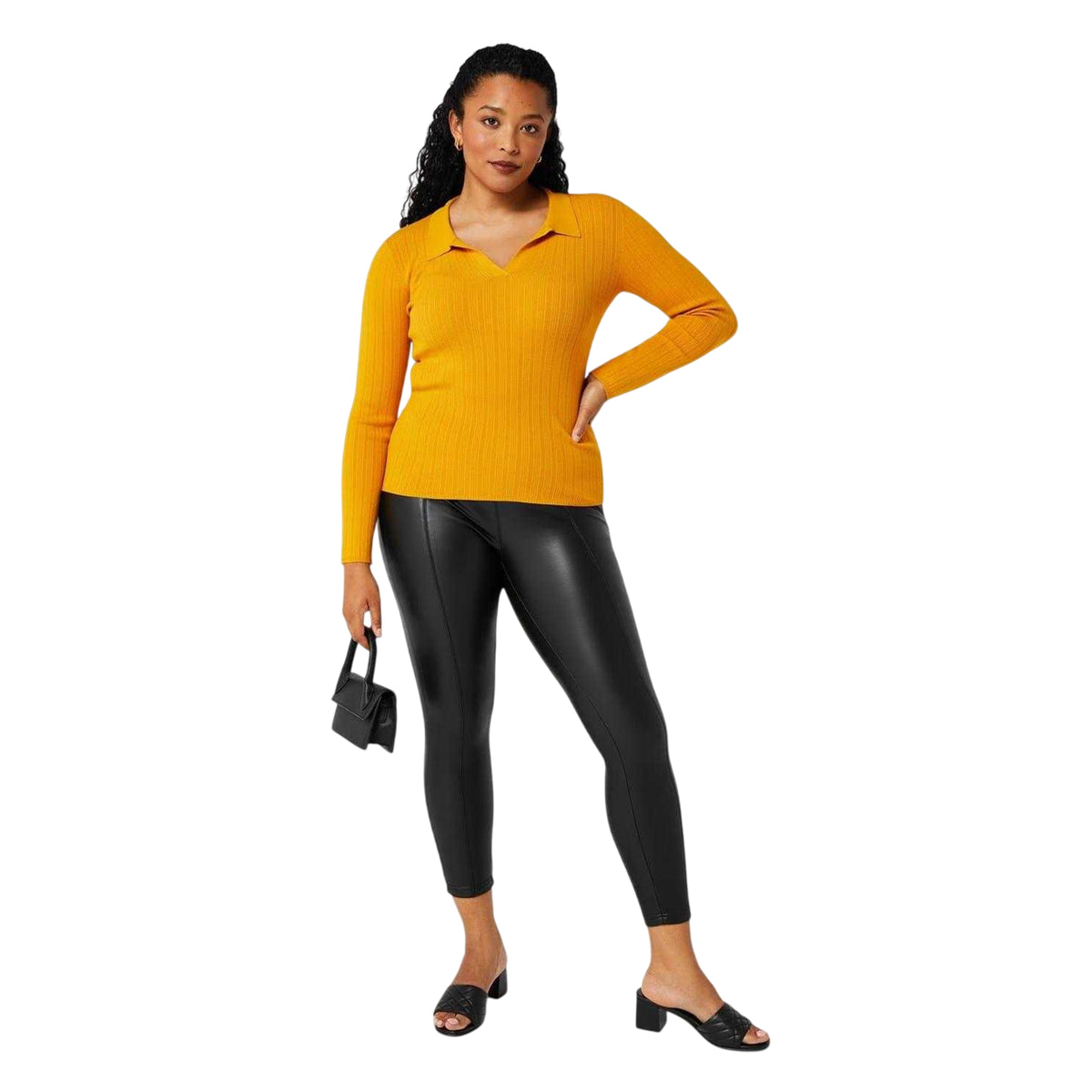 Black - Side - Biba Womens-Ladies PU Leggings