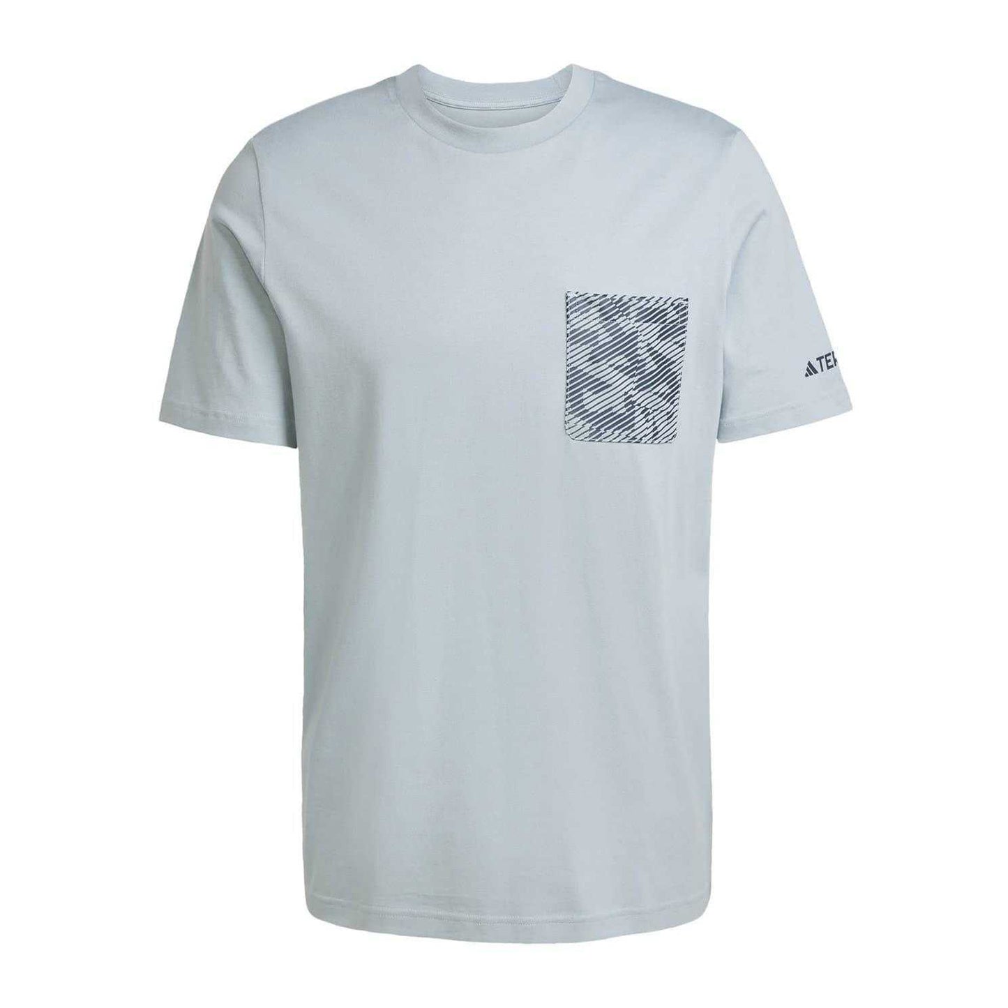 Grey - Front - Adidas Mens Puzzle Cotton Pocket T-Shirt