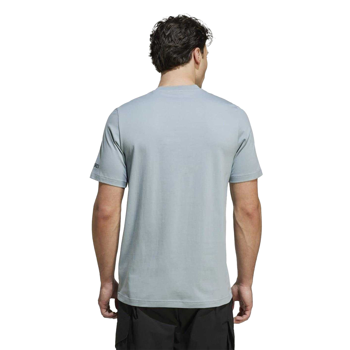 Grey - Back - Adidas Mens Puzzle Cotton Pocket T-Shirt