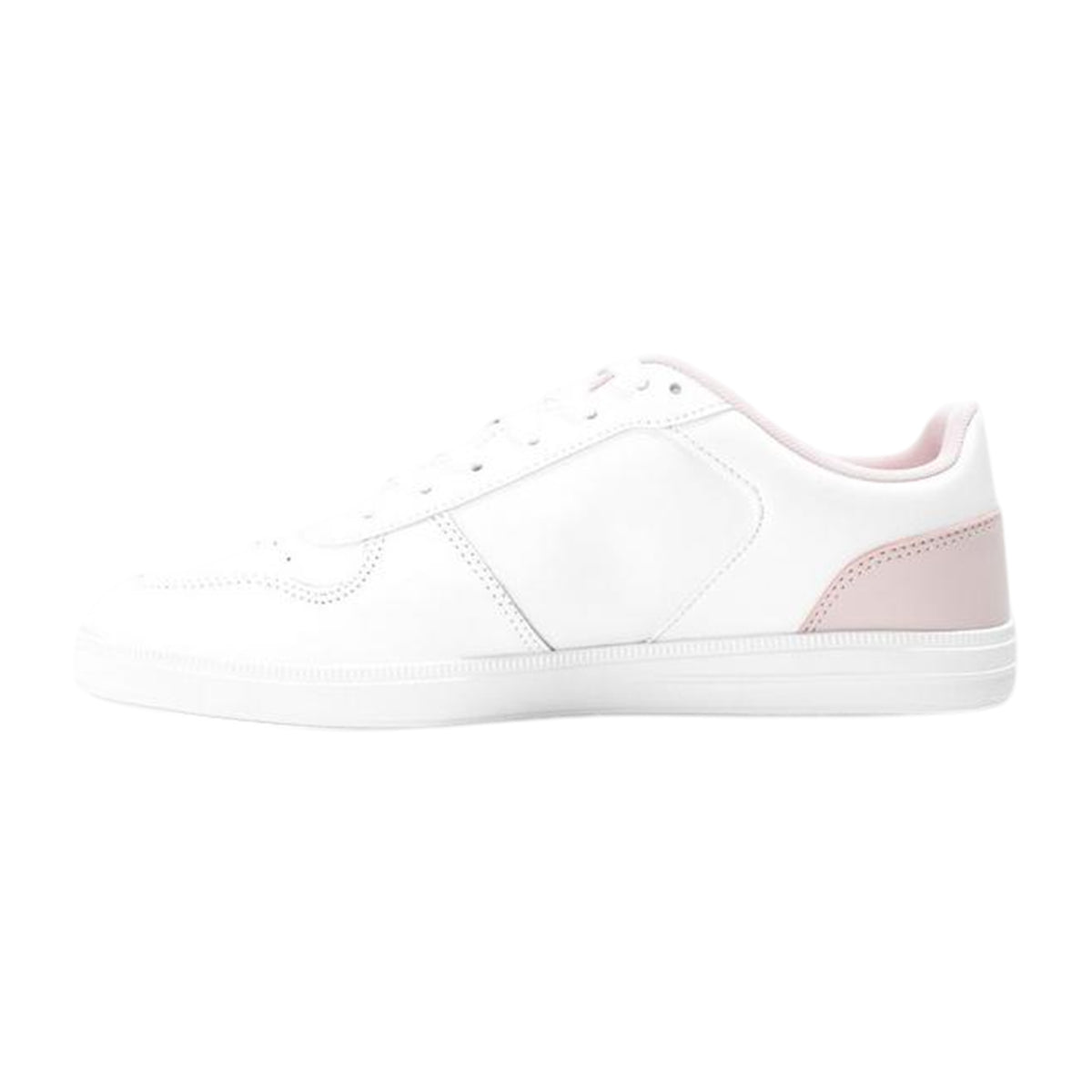 White-Pink - Back - Lacoste Womens-Ladies T-Clip Leather Low Cut Flat Trainers