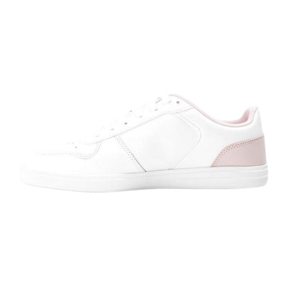 White-Pink - Back - Lacoste Womens-Ladies T-Clip Leather Low Cut Flat Trainers