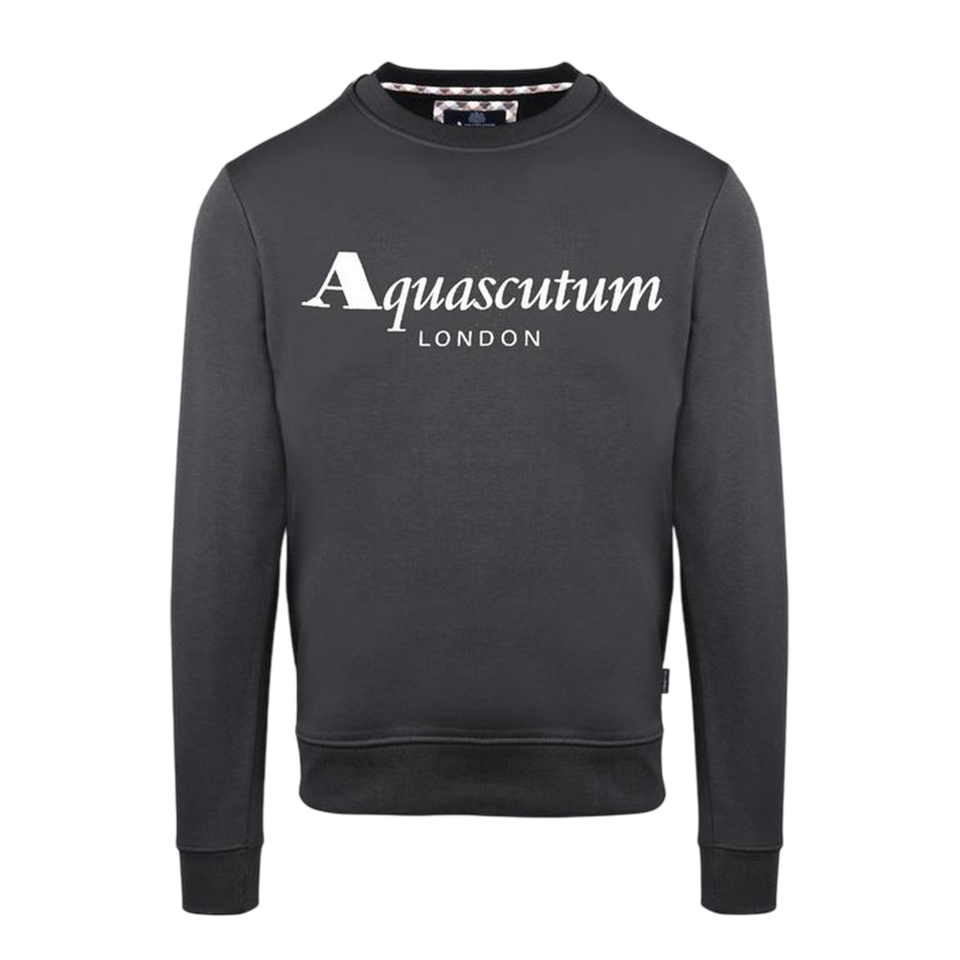 Antracite - Front - Aquascutum Mens Lettering Crew Neck Sweatshirt