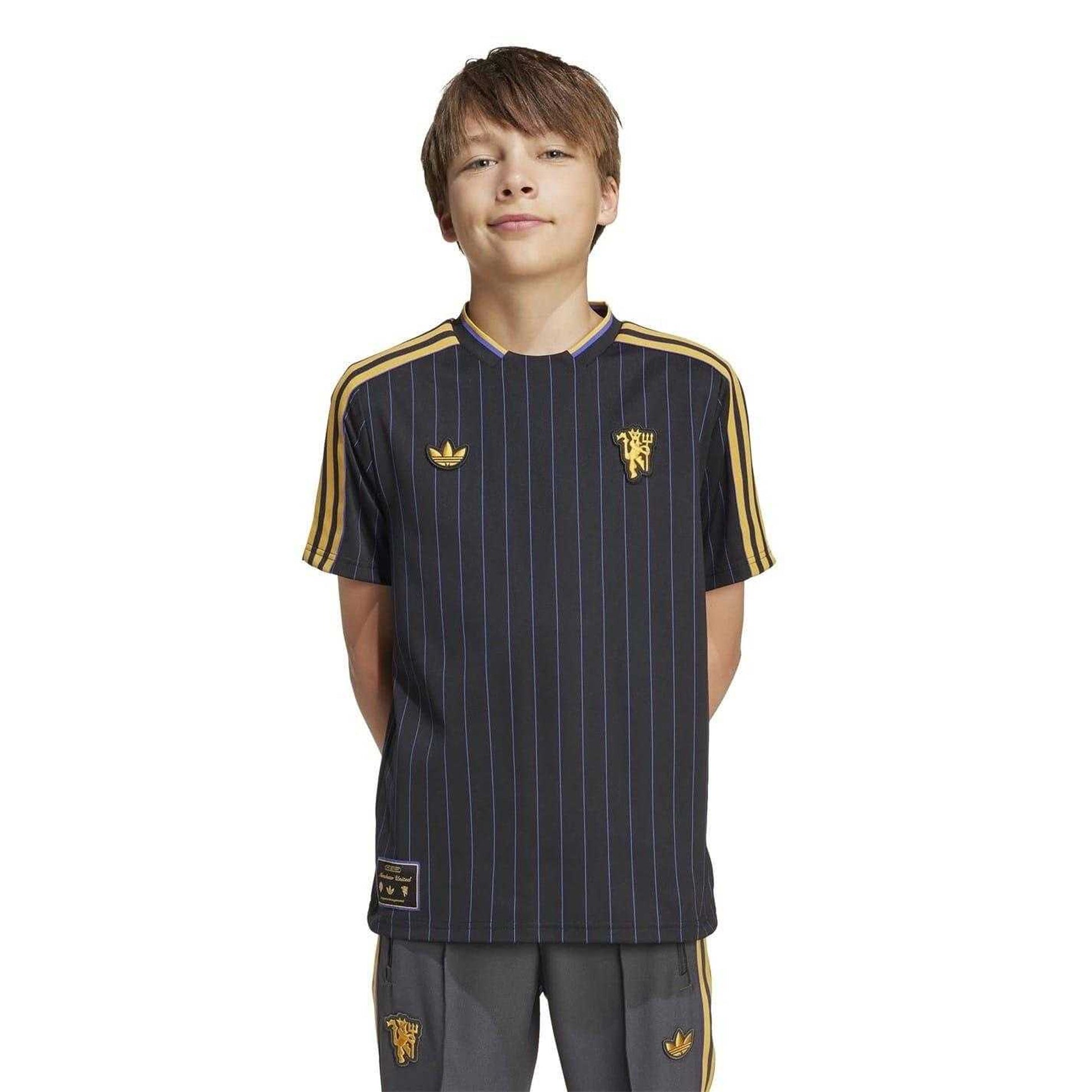 Black - Side - Adidas Childrens-Kids Terrace Icons Manchester United FC T-Shirt