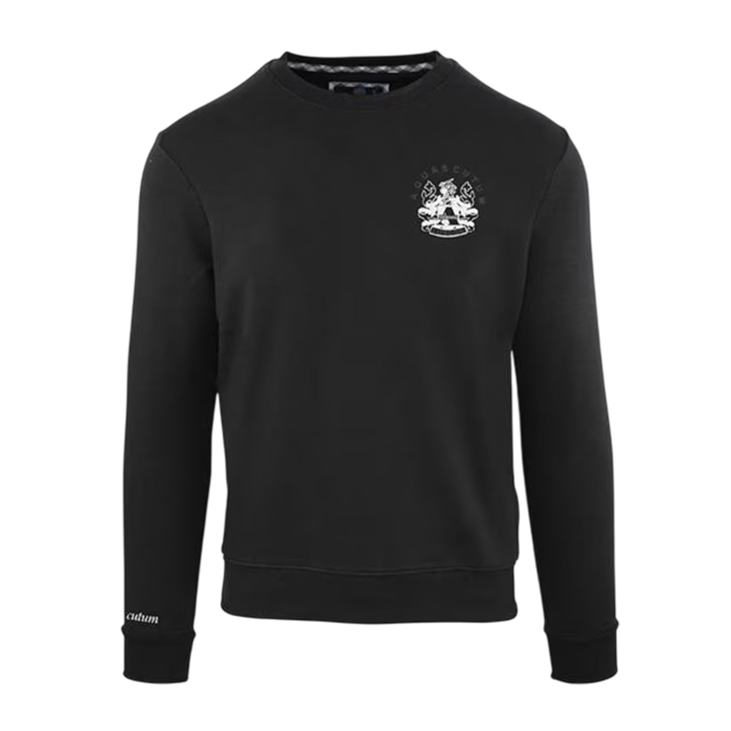 Black - Front - Aquascutum Mens Embroidered Logo Crew Neck Sweatshirt