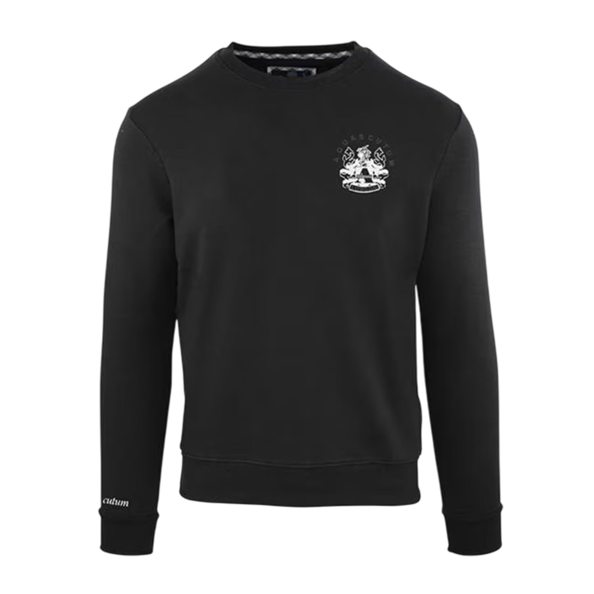 Black - Front - Aquascutum Mens Embroidered Logo Crew Neck Sweatshirt