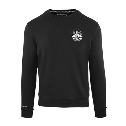 Black - Front - Aquascutum Mens Embroidered Logo Crew Neck Sweatshirt
