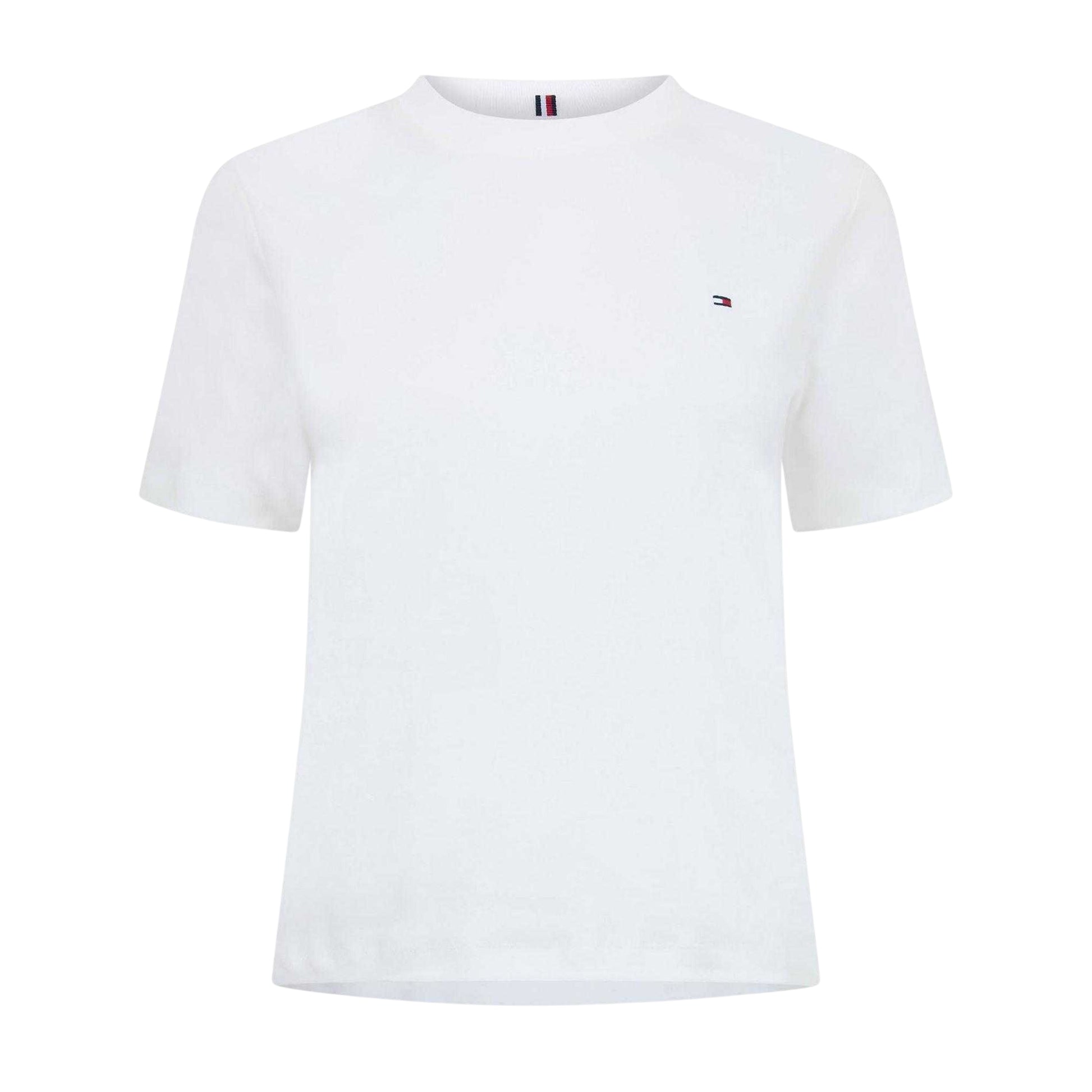 Ecru - Front - Tommy Hilfiger Womens-Ladies Logo Interlock Boxy T-Shirt