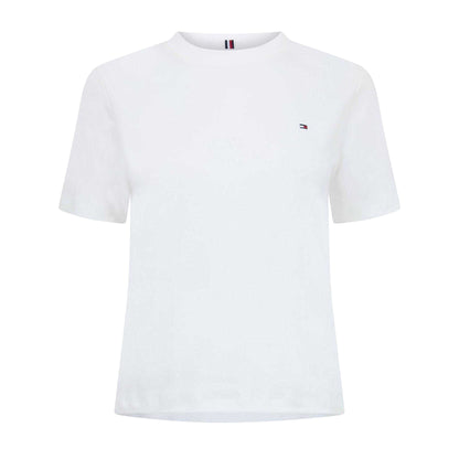Ecru - Front - Tommy Hilfiger Womens-Ladies Logo Interlock Boxy T-Shirt