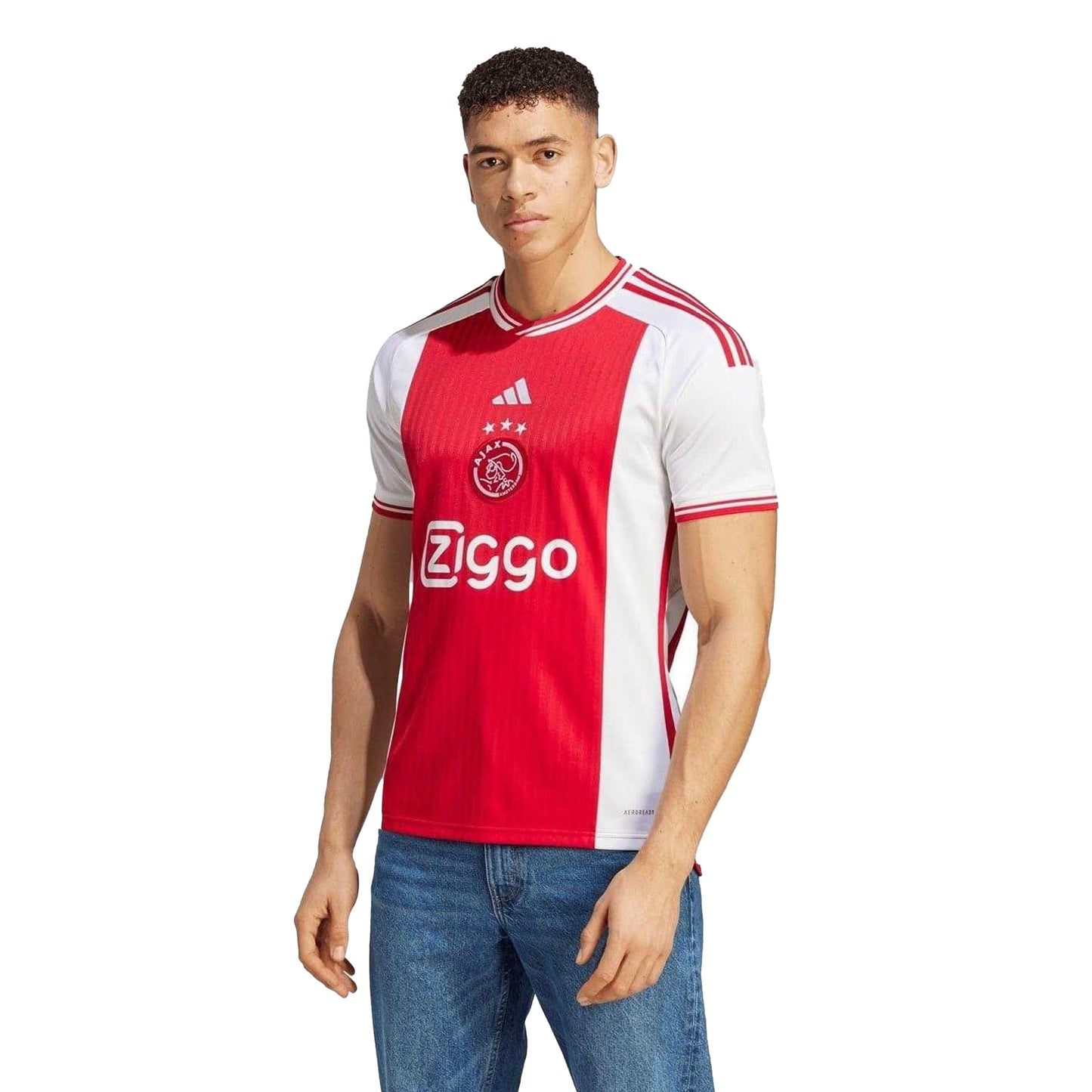White-Bold Red - Side - Adidas Unisex Adult 2023-24 Ajax Amsterdam Home Jersey