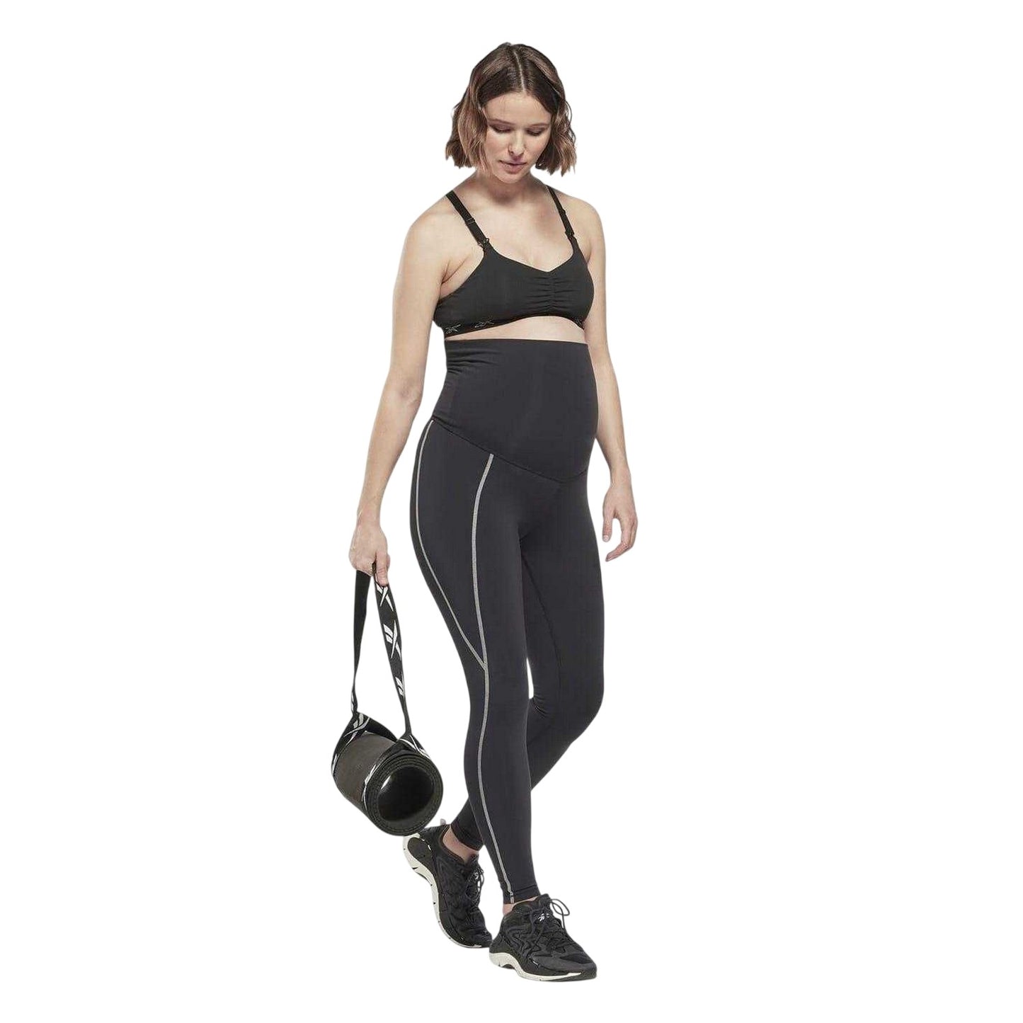 Black - Side - Reebok Womens-Ladies Lux High Waist Maternity Leggings