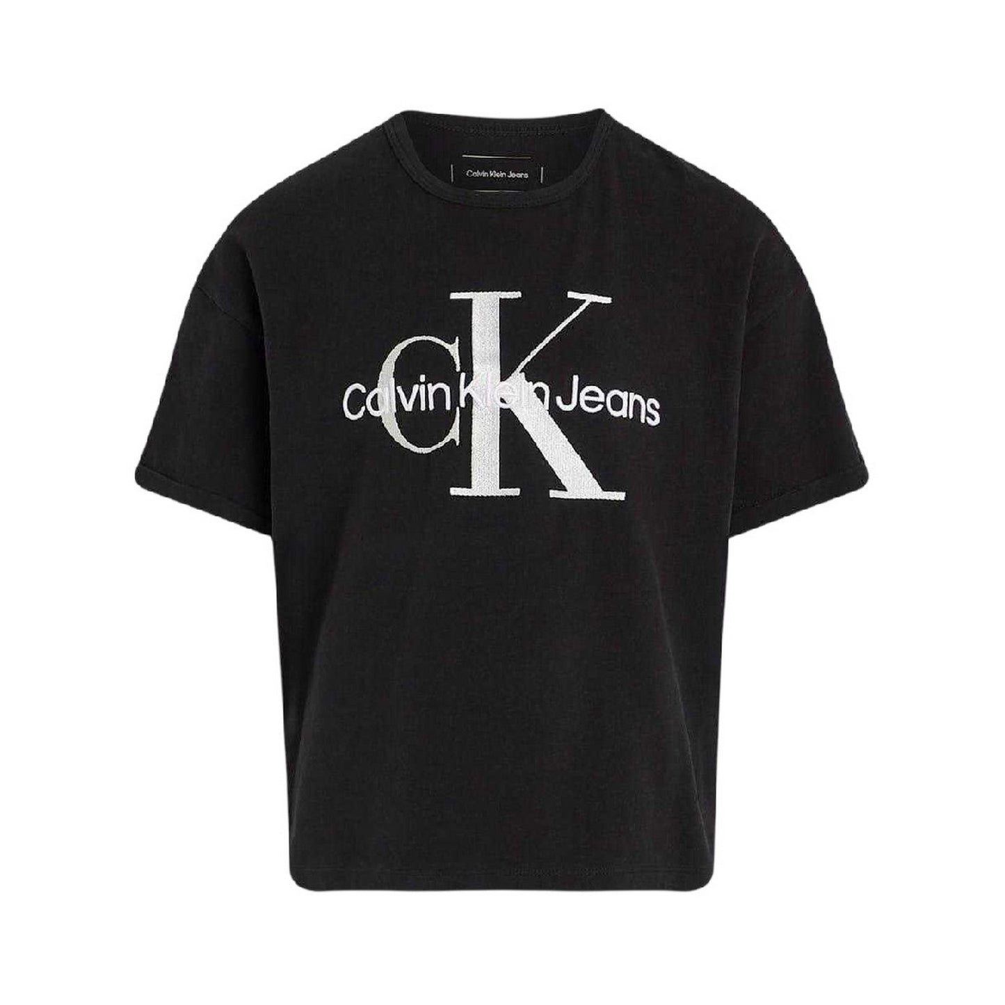 Black - Front - Calvin Klein Girls Monogram Regular Short-Sleeved T-Shirt