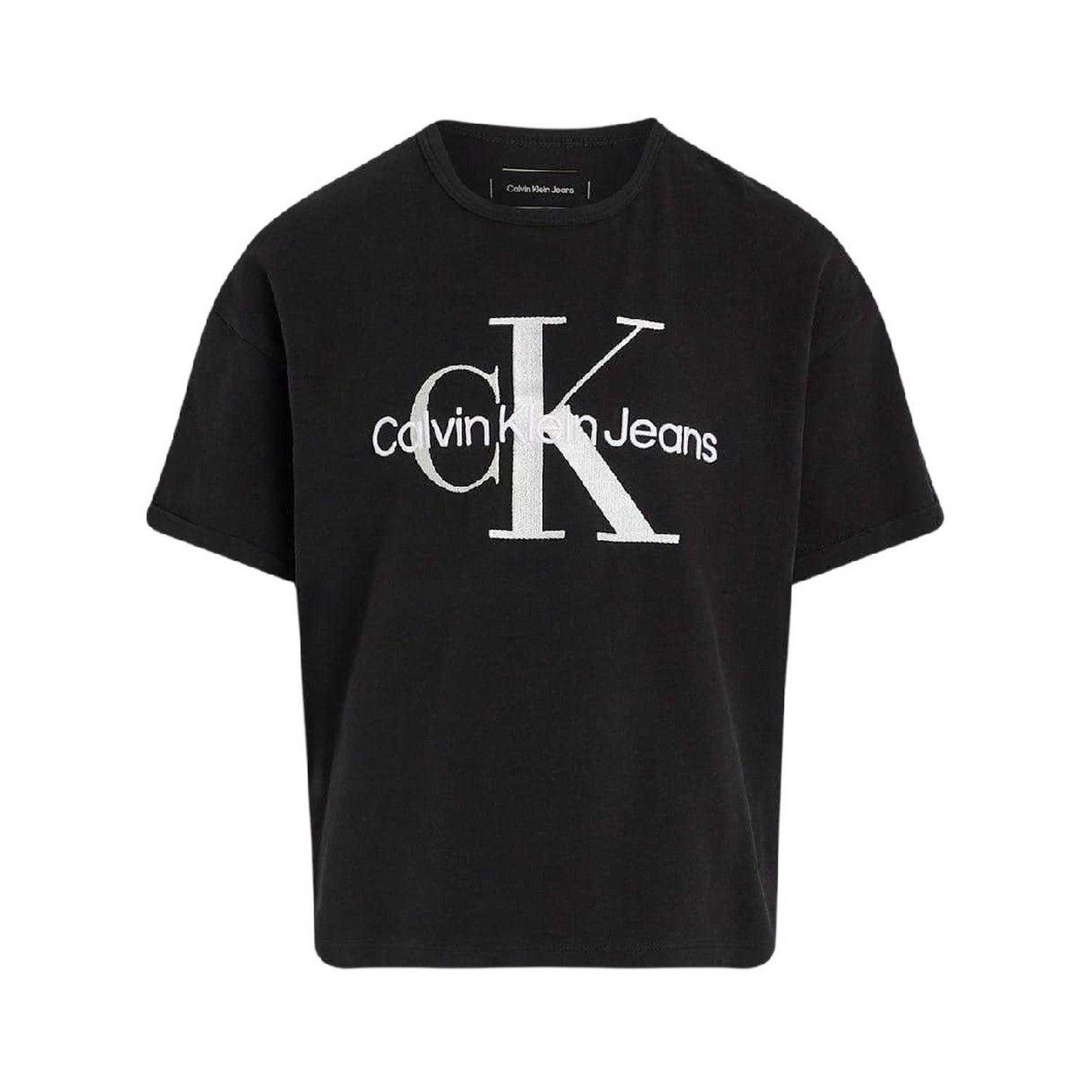 Black - Front - Calvin Klein Girls Monogram Regular Short-Sleeved T-Shirt