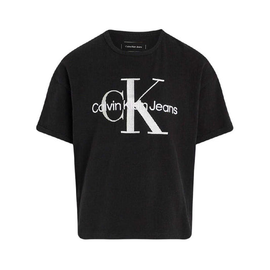 Black - Front - Calvin Klein Girls Monogram Regular Short-Sleeved T-Shirt