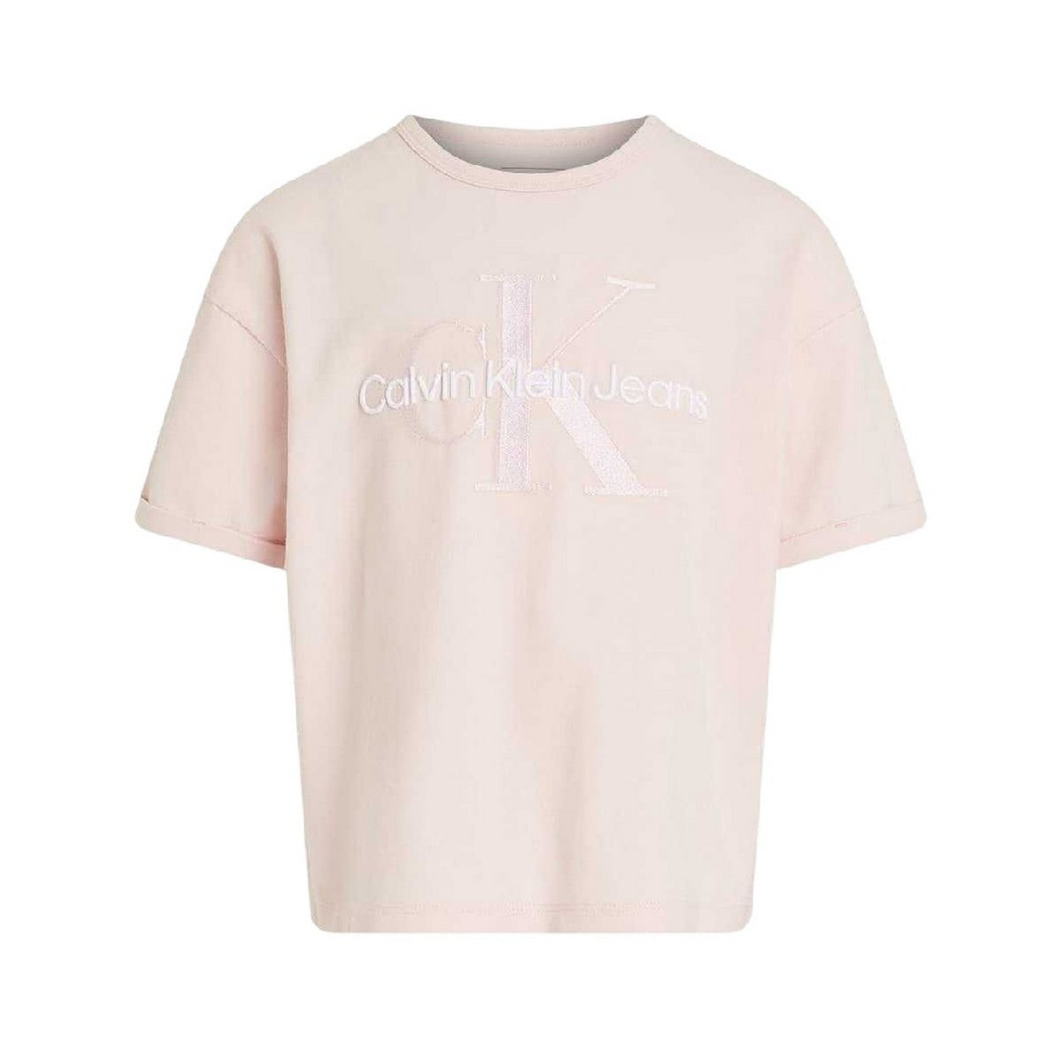 Peony - Front - Calvin Klein Girls Monogram Regular Short-Sleeved T-Shirt