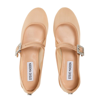 Nude - Side - Steve Madden Womens-Ladies Champaign Block Heel Court Shoes