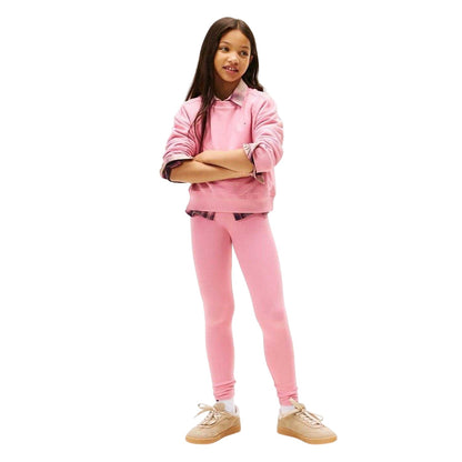 Pink - Front - Tommy Hilfiger Childrens-Kids Sweatshirt & Jogging Bottoms