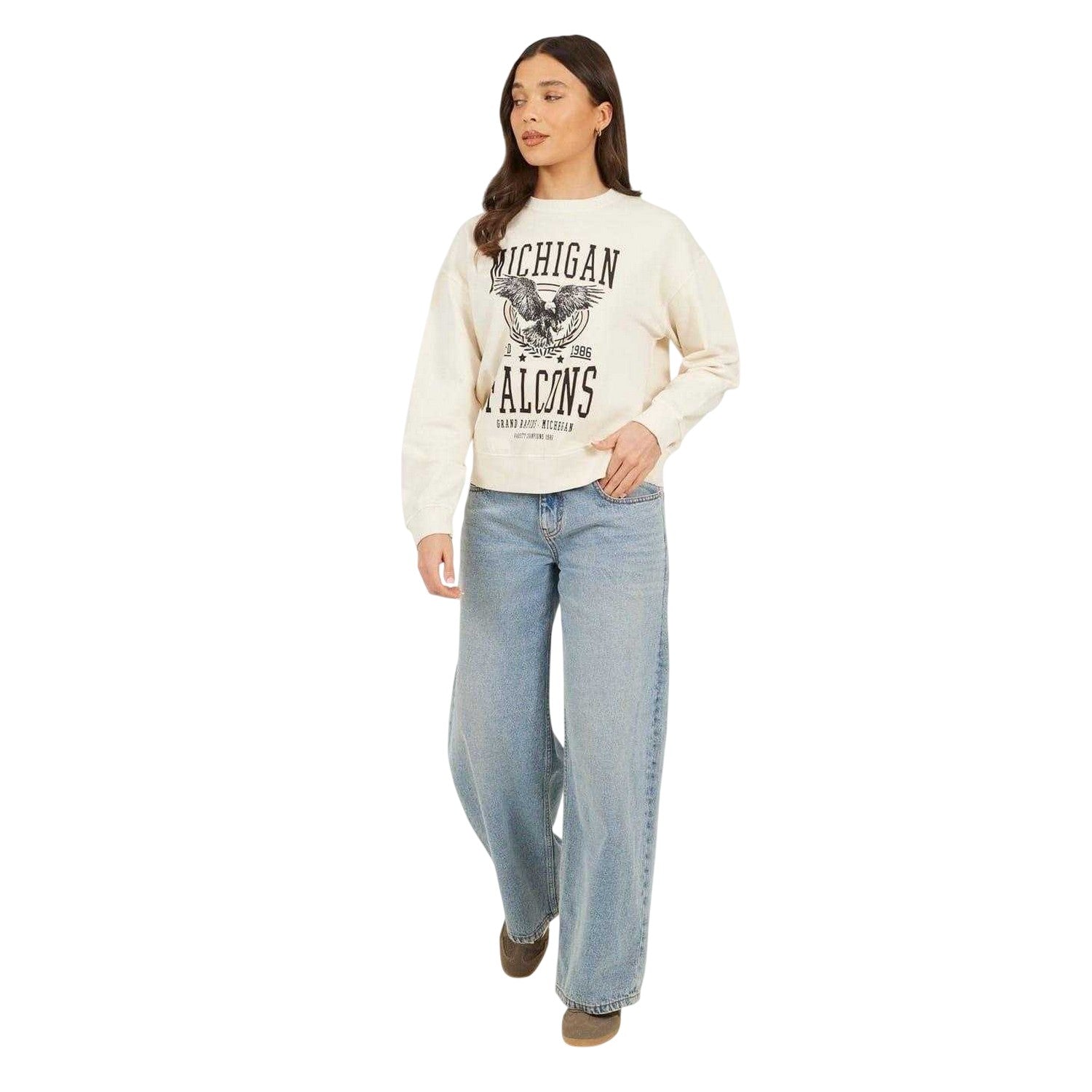 Beige - Side - Brave Soul Womens-Ladies Wild & Free Sweatshirt