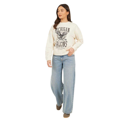 Beige - Side - Brave Soul Womens-Ladies Wild & Free Sweatshirt