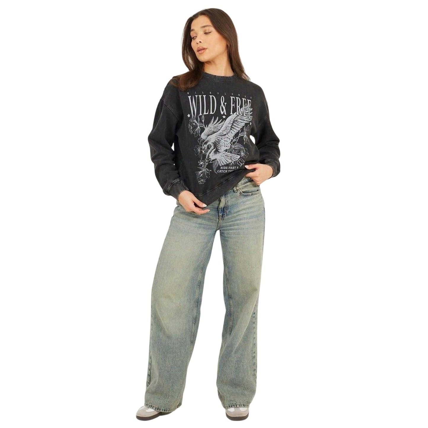 Black - Side - Brave Soul Womens-Ladies Wild & Free Sweatshirt
