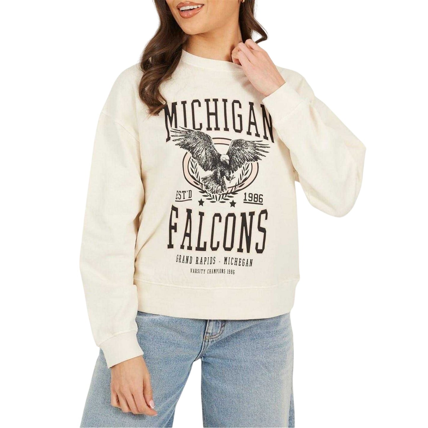Beige - Front - Brave Soul Womens-Ladies Wild & Free Sweatshirt