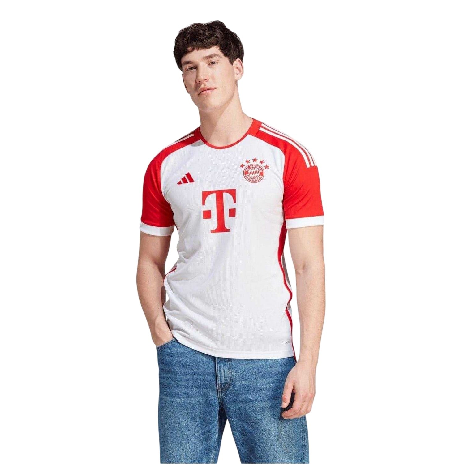 White-Red - Side - Adidas Unisex Adult 2023-24 FC Bayern Munich Home Jersey
