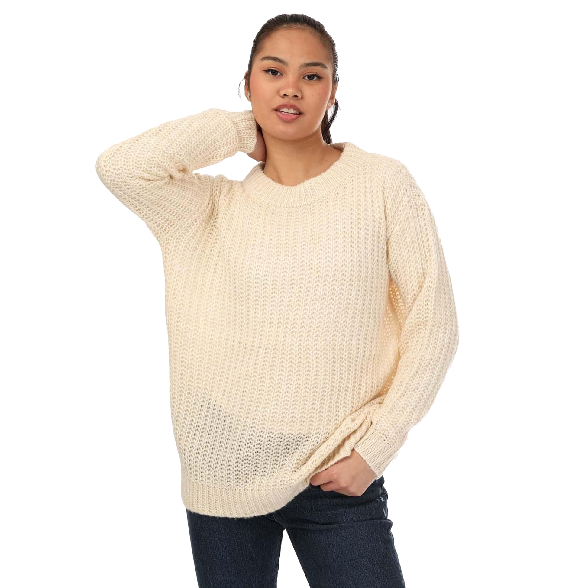 Natural - Side - Vero Moda Womens-Ladies Thunder Longline Jumper