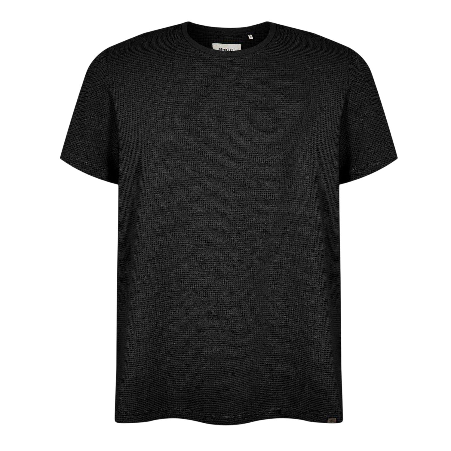 Black - Front - Firetrap Mens Logo Waffle Crew Neck Regular T-Shirt