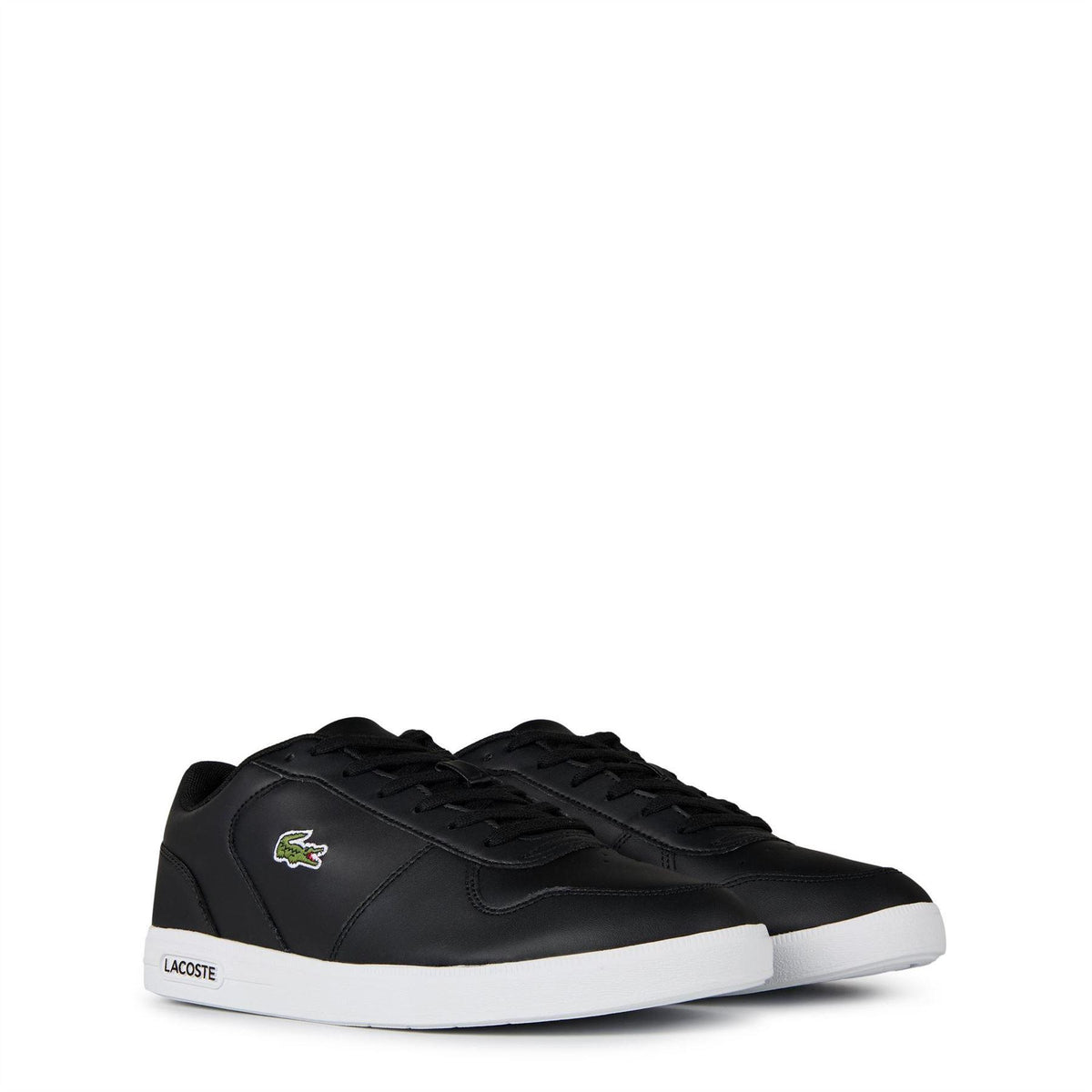 Black-White - Side - Lacoste Mens Leather Trainers