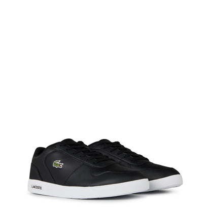 Black-White - Side - Lacoste Mens Leather Trainers