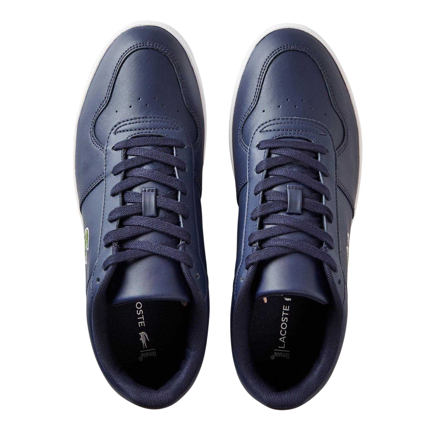 Navy-White - Side - Lacoste Mens Leather Trainers