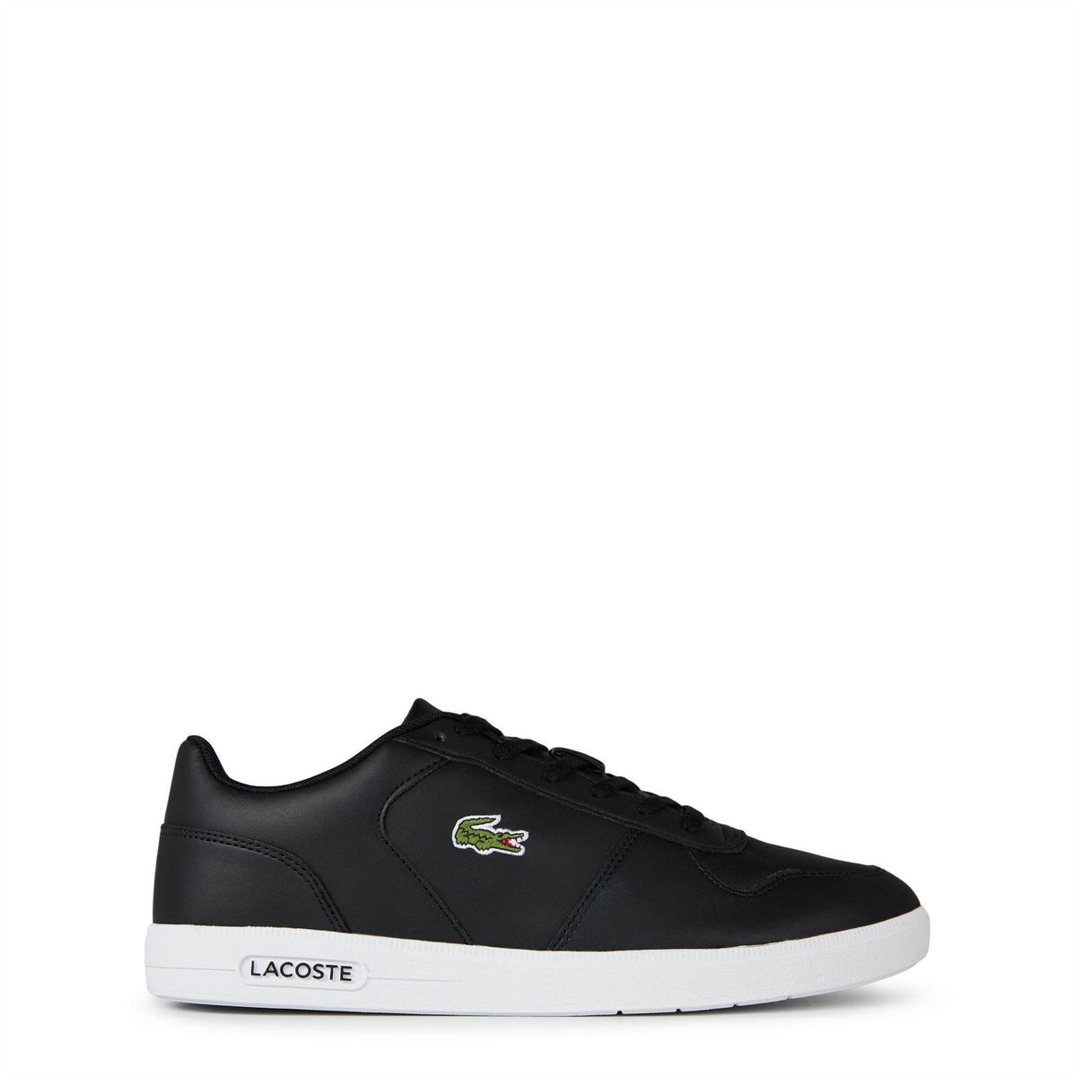 Black-White - Front - Lacoste Mens Leather Trainers