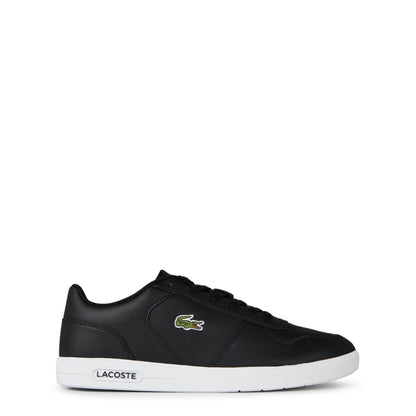 Black-White - Front - Lacoste Mens Leather Trainers