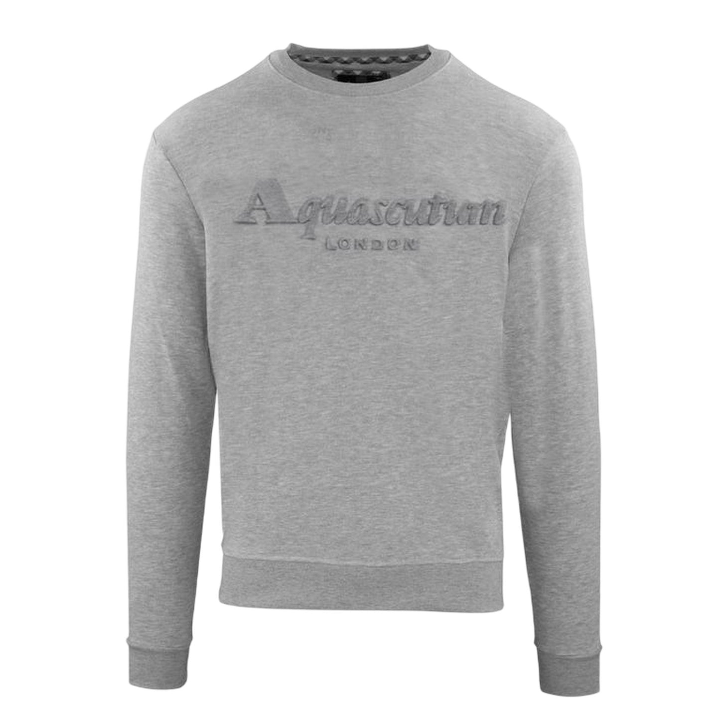 Grey - Front - Aquascutum Mens Rubberised Logo Crew Neck Long-Sleeved Sweatshirt