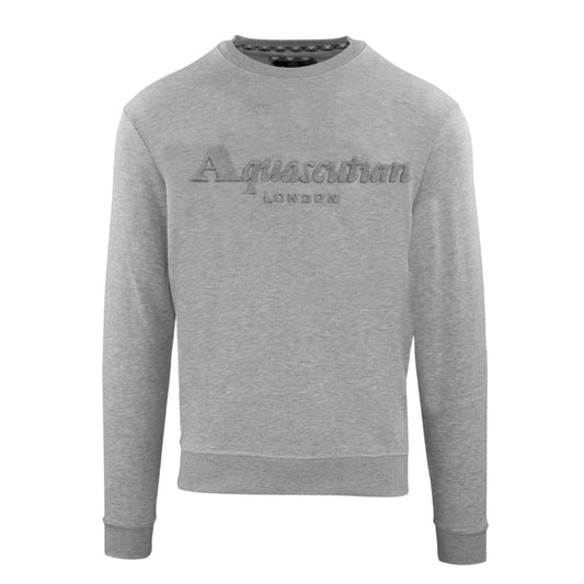 Grey - Front - Aquascutum Mens Rubberised Logo Crew Neck Long-Sleeved Sweatshirt